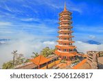 Pagoda at Chin Swee Temple, Genting Highland is a famous tourist attraction near Kuala Lumpur. During this photo shoot thick fog and the temperature is too cold