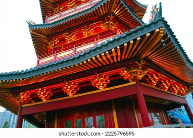 The pagoda is in the middle of Chinatown PIK Pantjoran, Pantai Indah Kapuk. It is a new landmark in the Chinese area in the northern part of Jakarta.