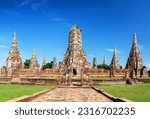 Pagoda at Wat Chaiwatthanaram temple is one of the famous temple in Ayutthaya, Thailand. Temple in Ayutthaya Historical Park, Ayutthaya, Thailand. UNESCO world heritage.