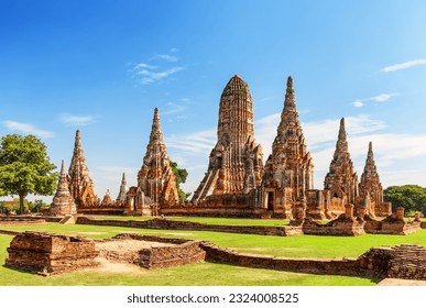 Pagoda at Wat Chaiwatthanaram temple is one of the famous temple in Ayutthaya, Thailand. Temple in Ayutthaya Historical Park, Ayutthaya, Thailand. UNESCO world heritage.
