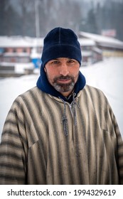 Pahalgam, Kashmir, India - January 31, 2021 : Portrait of a muslim man in pahalgam