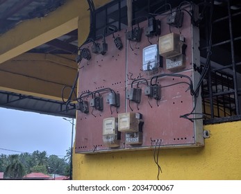 Pahang, Malaysia-16 August 2021: Tenaga Nasional individual kilowatt hour meter on group board in Bandar 32 Market