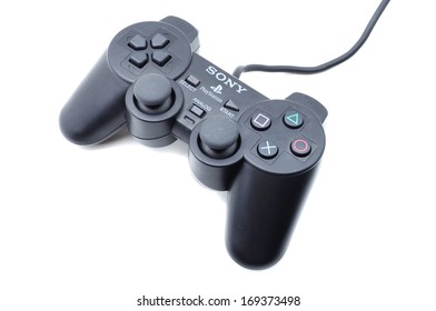 PAHANG; MALAYSIA-Dec 27; 2013: Photo of a sony playstation joystick or game controller, isolated on white