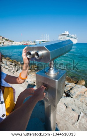 paid telescope, observation of ships, area for observation on the embankment