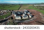 Paignton, South Devon, England: DRONE VIEWS: A new build house development under construction on green belt land at White Rock. Paignton is a popular UK holiday resort (PHOTO 8).