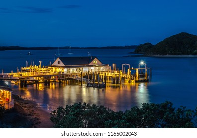 Paihia Wharf In Bay Of Islands, Far North District, Northland, New Zealand, NZ, At Night