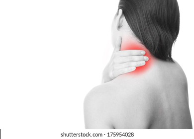 Pain In The Neck Of Women. Touching The Neck.