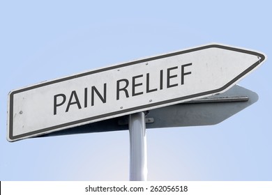 PAIN RELIEF Word On Road Sign