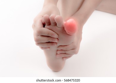 A Pain In Toe Isolated On White, Pain Concept