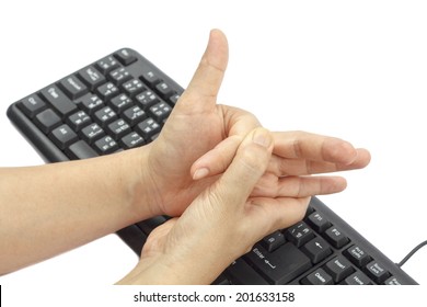 Painful finger due to prolonged use of keyboard and mouse.