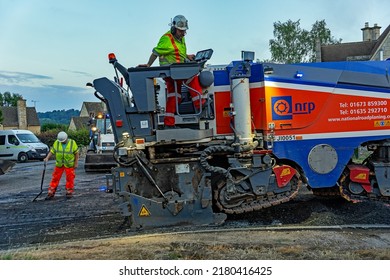 Painswick, The Cotswolds, Gloucestershire, UK, August 7th, 2018, Planing Off The Top Surface Of The Road Suitable For Laying A New Layer Of Tarmac. 