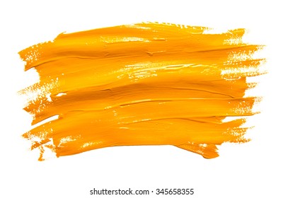 Paint brush stroke texture ochre watercolor isolated on a white background
