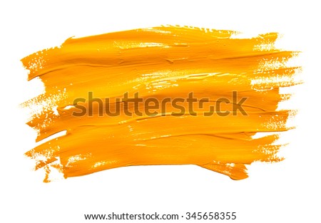 Paint brush stroke texture ochre watercolor isolated on a white background