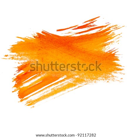 paint brush stroke texture orange watercolor spot blotch isolated