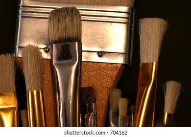 Paint brushes close up