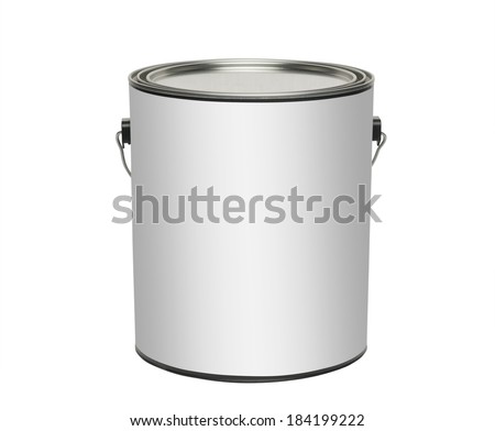 Paint can with blank white label for type, isolated with clipping path