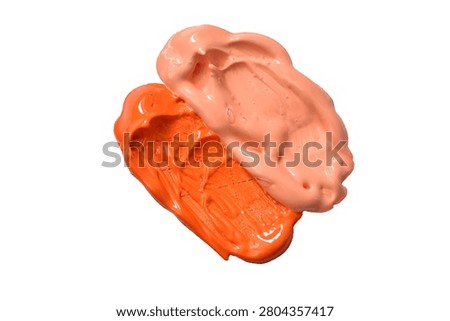 Paint flowing, in none, with paint, with paint texture, from a top-down perspective, with orange, peach accents, and creative mood, with clear light and balanced composition, clear detail.