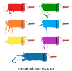 Paint roller brush set  Seven colors paint rollers and splashes