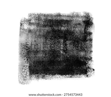 Paint roller ink brush square texture background. Linocut black print stroke, rough grunge stamp, rough smear frame shape, roller paint design on white paper