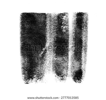 Paint roller ink brush square texture background. Linocut black print stroke, rough grunge stamp, rough smear frame shape, roller paint design on white paper
