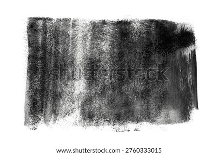 Paint roller ink brush texture background. Linocut black print stroke, rough grunge stamp, rough smear frame shape, roller paint design on white paper