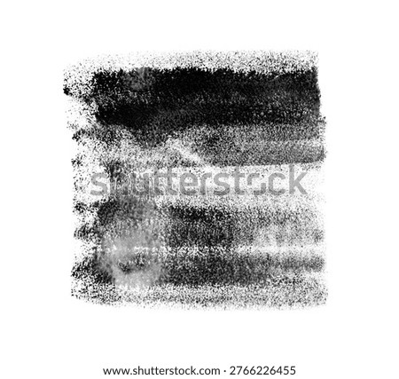 Paint roller ink brush texture square background. Linocut black print stroke, rough grunge stamp, rough smear frame shape, roller paint design on white paper