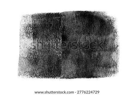 Paint roller ink brush texture background. Linocut black print stroke, rough grunge stamp, rough smear frame shape, roller paint design on white paper