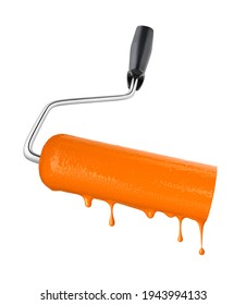 Paint roller with orange color - Shutterstock ID 1943994133