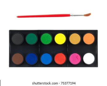 A Paint Set Isolated Against A White Background