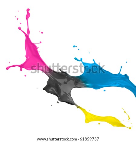paint splash of cyan, magenta, yellow and black