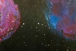 Paint Splash On Black Background Panoramic Format, Look Like The Universe