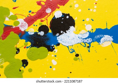 Paint splashes on yellow background