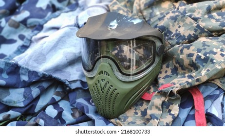 Paintball Mask. Protective Accessory For Sports Team Play