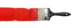 Paintbrush With Red Paint Isolated Over White Background