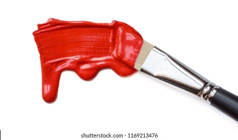 Paintbrush Stroke with dripping red paint Isolated on White Background. - Powered by Shutterstock