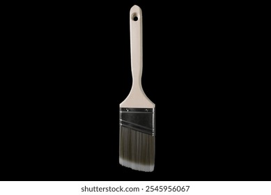 Paintbrush with Wooden Handle Against Black Background - Powered by Shutterstock