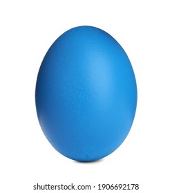 Painted blue egg isolated on white. Happy Easter