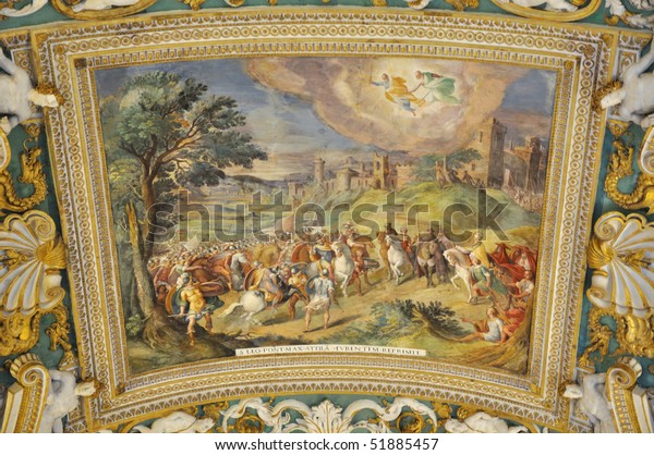 Painted Ceiling Gallery Maps Vatican Museums Stock Photo