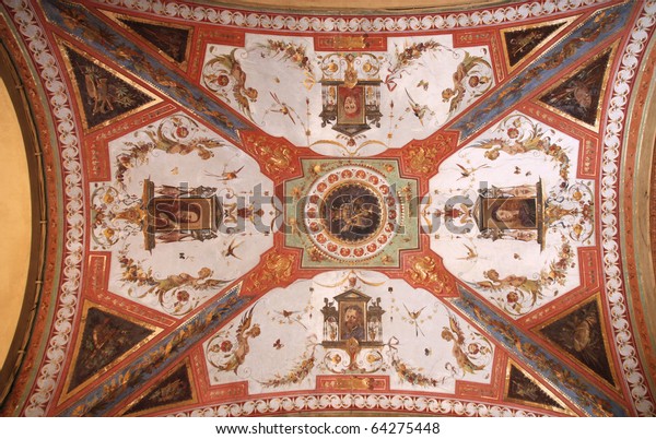 Painted Ceilings Famous Bologna Arcades Italy Stock Photo