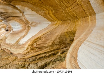 Painted Cliffs At Maria Island Is Remarkable For The Brightly Coloured, Sandstone Cliffs, Which Have Been Stained By Groundwater Percolating Through The Sandstone Eons Ago. Tasmania, Australia. 6