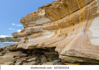 Painted Cliffs At Maria Island Is Remarkable For The Brightly Coloured, Sandstone Cliffs, Which Have Been Stained By Groundwater Percolating Through The Sandstone Eons Ago. Tasmania, Australia. 4