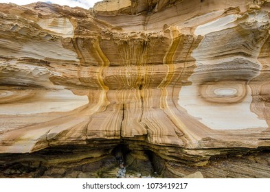 Painted Cliffs At Maria Island Is Remarkable For The Brightly Coloured, Sandstone Cliffs, Which Have Been Stained By Groundwater Percolating Through The Sandstone Eons Ago. Tasmania, Australia. 9