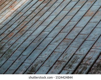 Painted Copper Roof Shingles Texture On Large Roof. Isometric Perspective