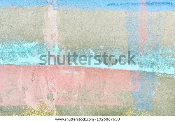 painted drywall texture. background. stripes pink\
blue yellow turquoise\
gray