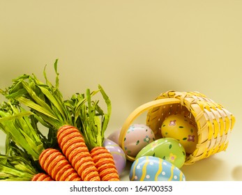 Painted easter eggs with carrots.