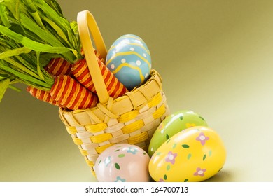 Painted easter eggs with carrots.