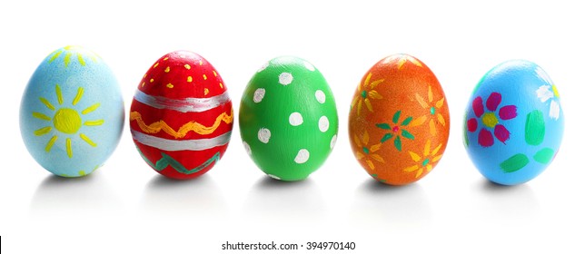 Painted Easter Eggs Isolated On White