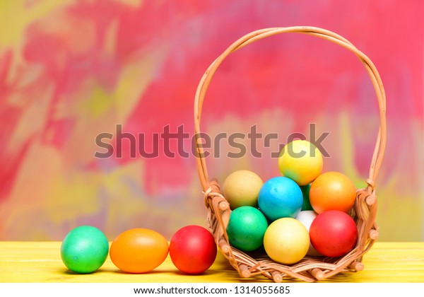 Painted Eggs Egg Tray Happy Easter Stock Photo Edit Now 1314055685