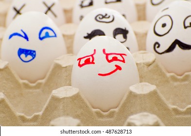 Painted Eggs In Tray, Cunning, Joyful, Hercule Poirot