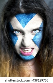 Painted Face With Flag Of Scotland
